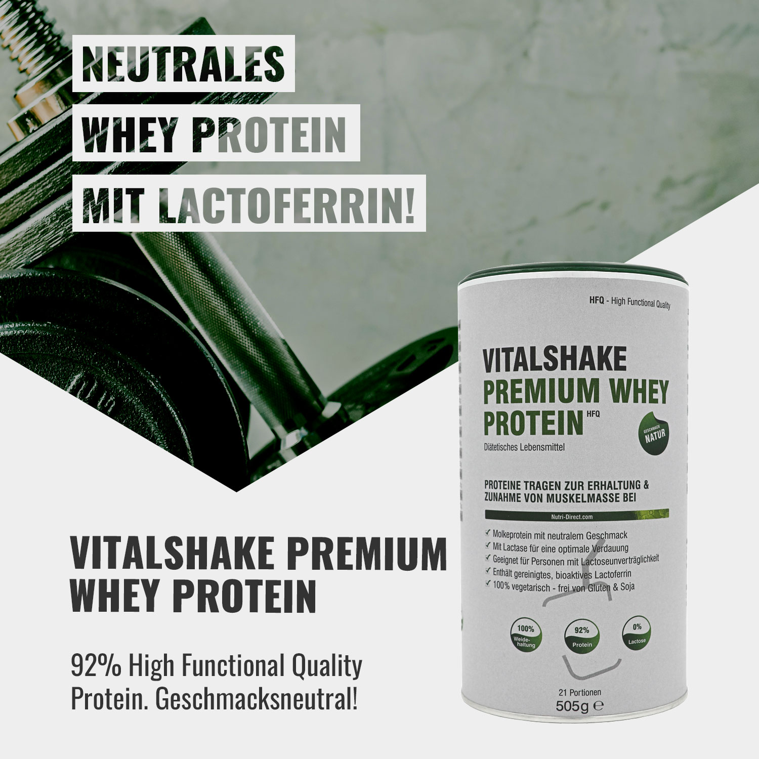 Vitalshake Premium Whey Protein Natur mit Lactoferrin