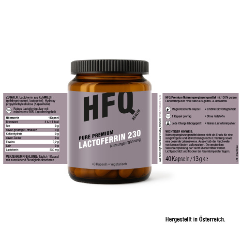 HFQ Health 230mg Pure Premium Lactoferrin Inhalt