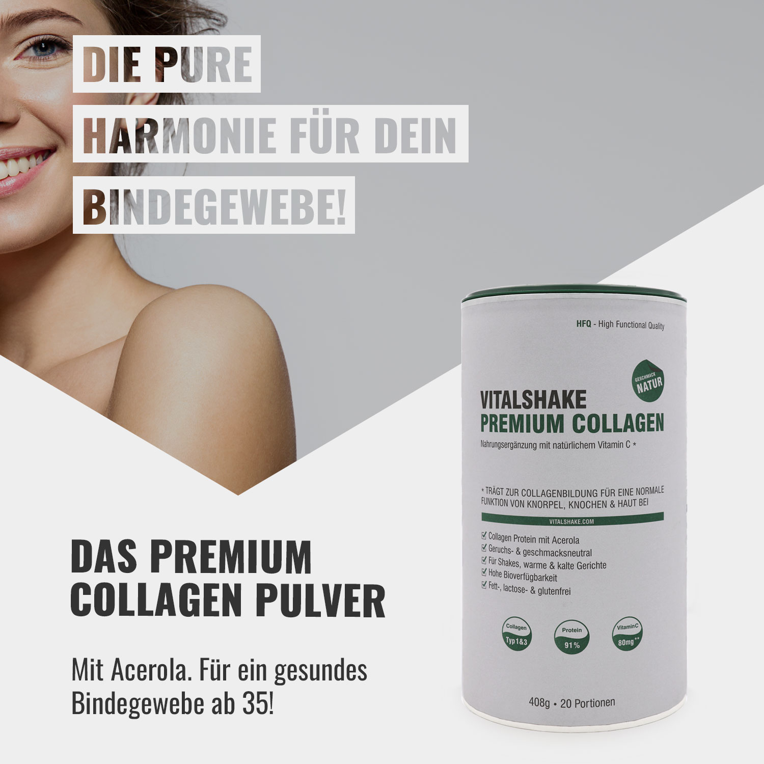 Vitalshake Premium Collagen Pulver für dein Bindegewebe