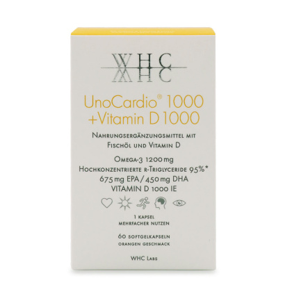 WHC UnoCardio 1000 + Vitamin D 1000 Omega-3 Kapseln, rTG
